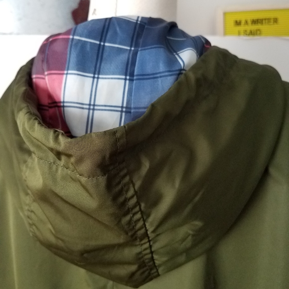 NWOT Time & Tru Wind Resistant Zip-up Anorak Green Hooded Jacket Sz XL - Picture 7 of 9